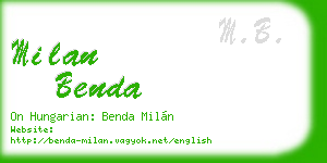 milan benda business card