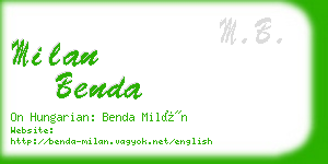 milan benda business card